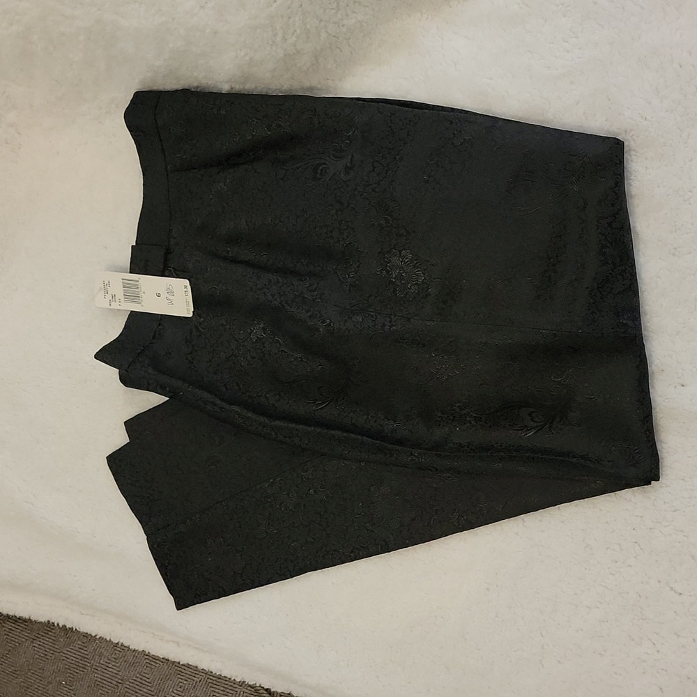 NWT RENA ROWN GORGEOUS BLACK PROCADE PATTERNED PANTS/TROUSERS SZ 6